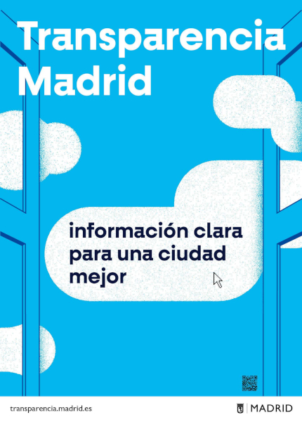 Cartel promocional con el texto Transparencia Madrid información clara para una ciudad mejor